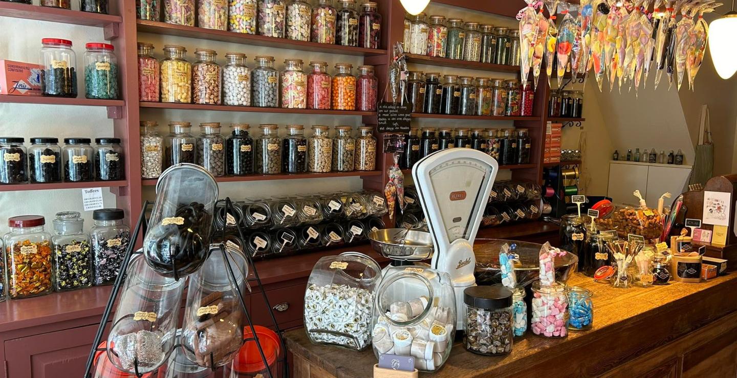 Interior with large sweet jars from the 'Het Dropje van Haarlem' candy shop