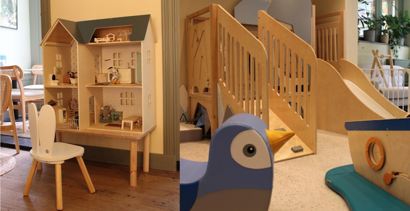 Children's chair for dollhouse in an indoor playground