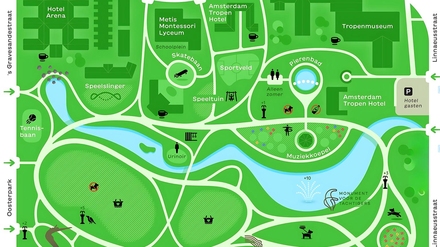 Map of Oosterpark in Amsterdam