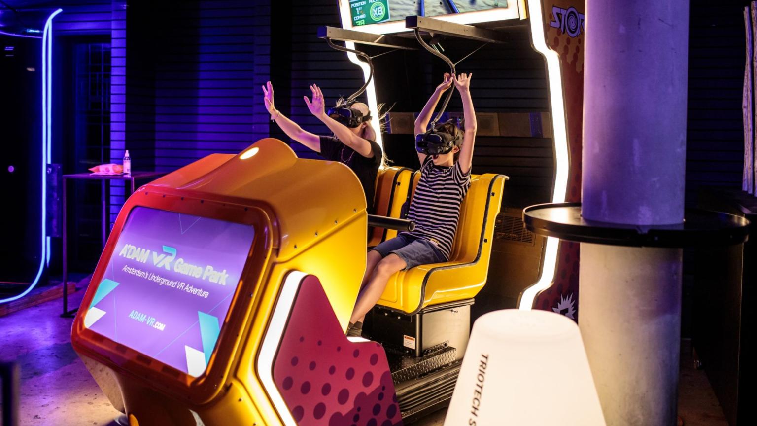 Family in a VR rollercoaster ride