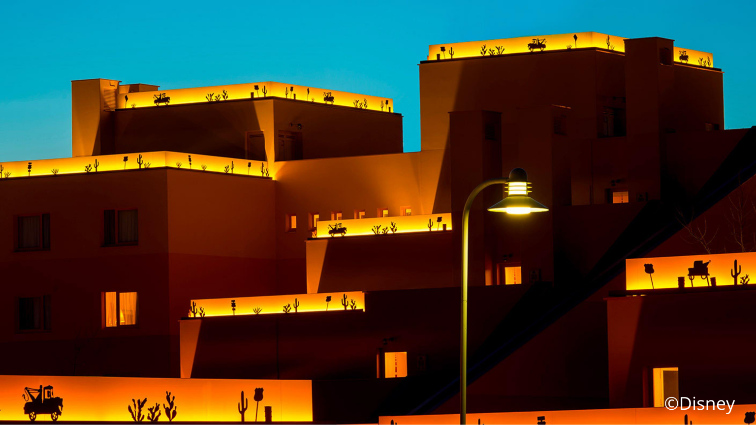 Disney Hotel Santa Fe by night